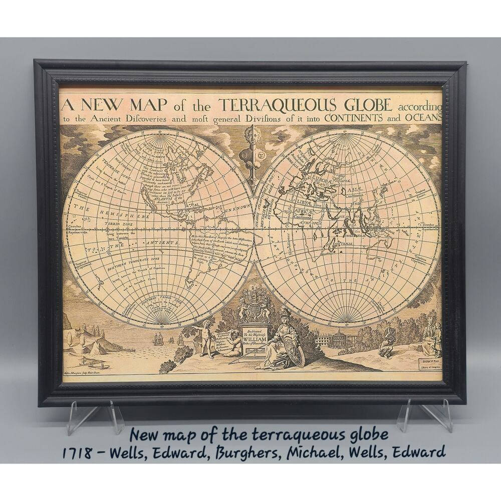 New map of the terraqueous globe - 1718 - Edward Wells, Michael Burghers.